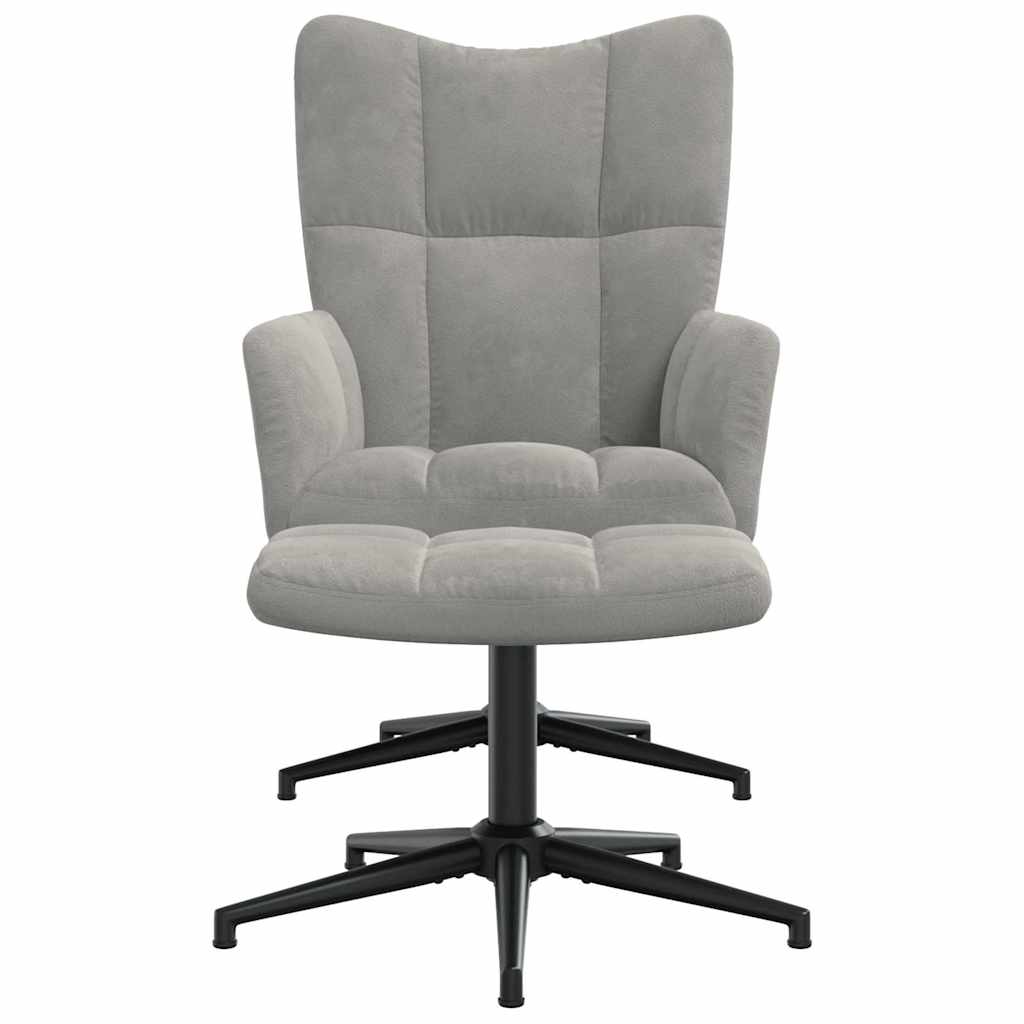 vidaXL Fauteuil relax avec repose-pieds velours gris clair
