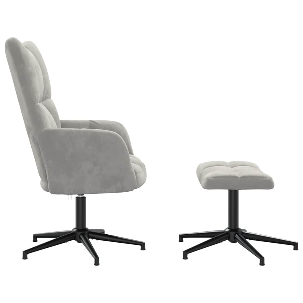 vidaXL Fauteuil relax avec repose-pieds velours gris clair