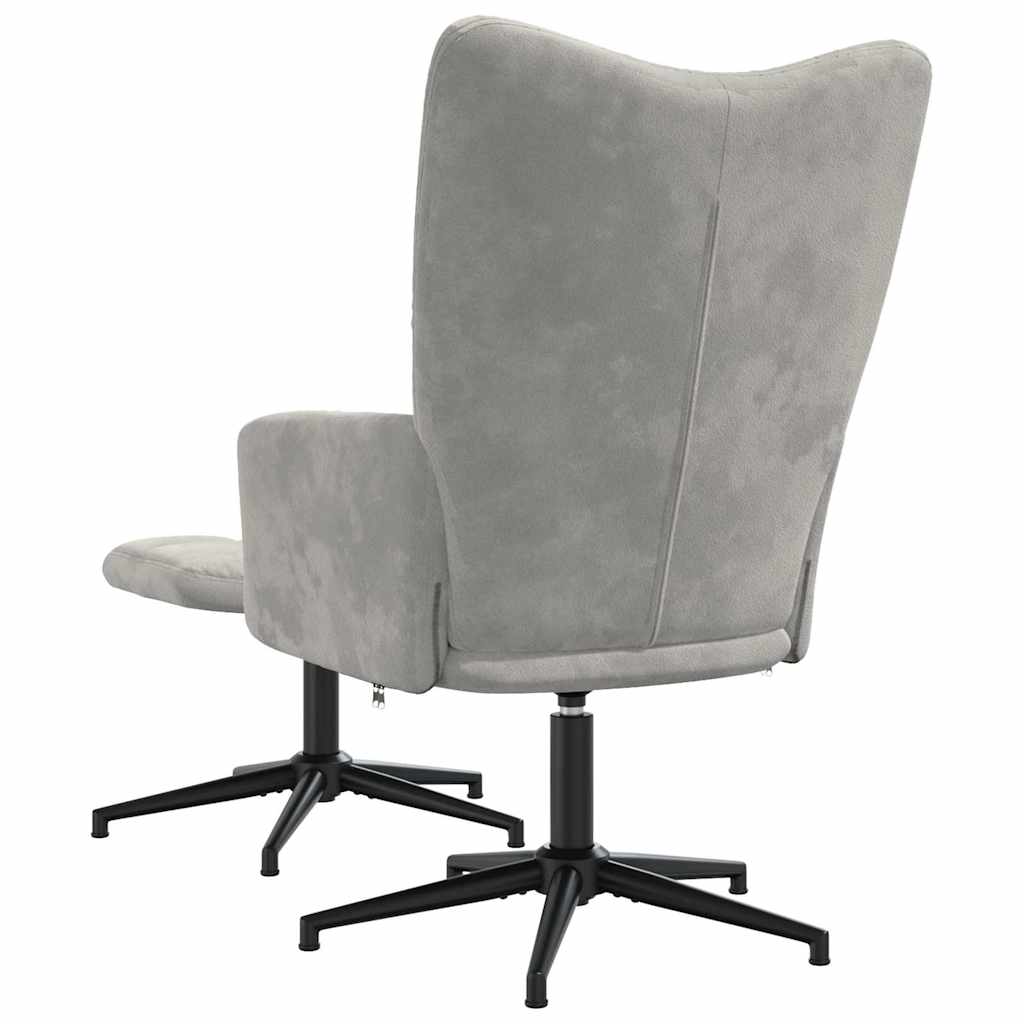 vidaXL Fauteuil relax avec repose-pieds velours gris clair