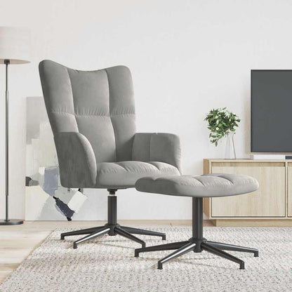 vidaXL Fauteuil relax avec repose-pieds velours gris clair