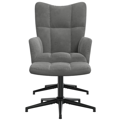 vidaXL Fauteuil de relaxation avec tabouret Gris foncé Velours