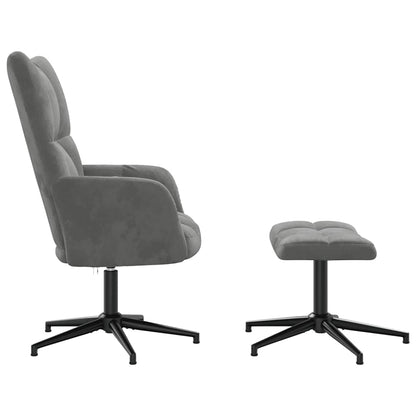 vidaXL Fauteuil de relaxation avec tabouret Gris foncé Velours