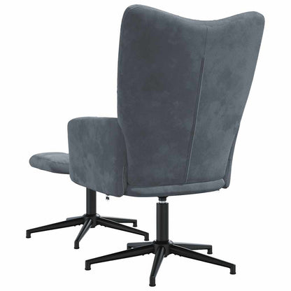 vidaXL Fauteuil de relaxation avec tabouret Gris foncé Velours
