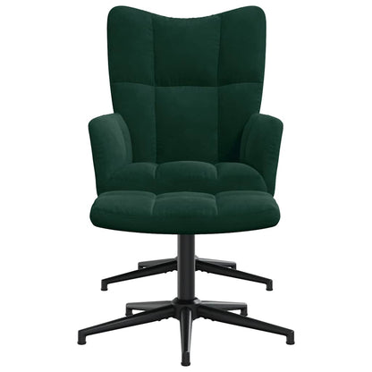 vidaXL Fauteuil de relaxation avec tabouret Velours vert foncé