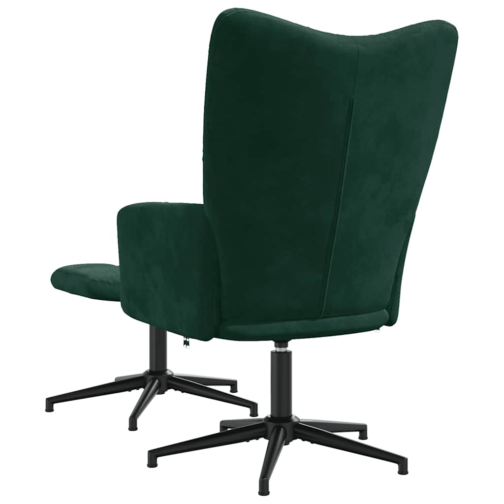 vidaXL Fauteuil de relaxation avec tabouret Velours vert foncé
