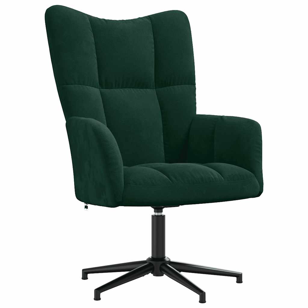 vidaXL Fauteuil de relaxation avec tabouret Velours vert foncé