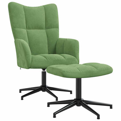 vidaXL Fauteuil relax avec repose-pieds Vert clair Velours