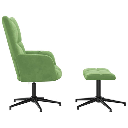 vidaXL Fauteuil relax avec repose-pieds Vert clair Velours
