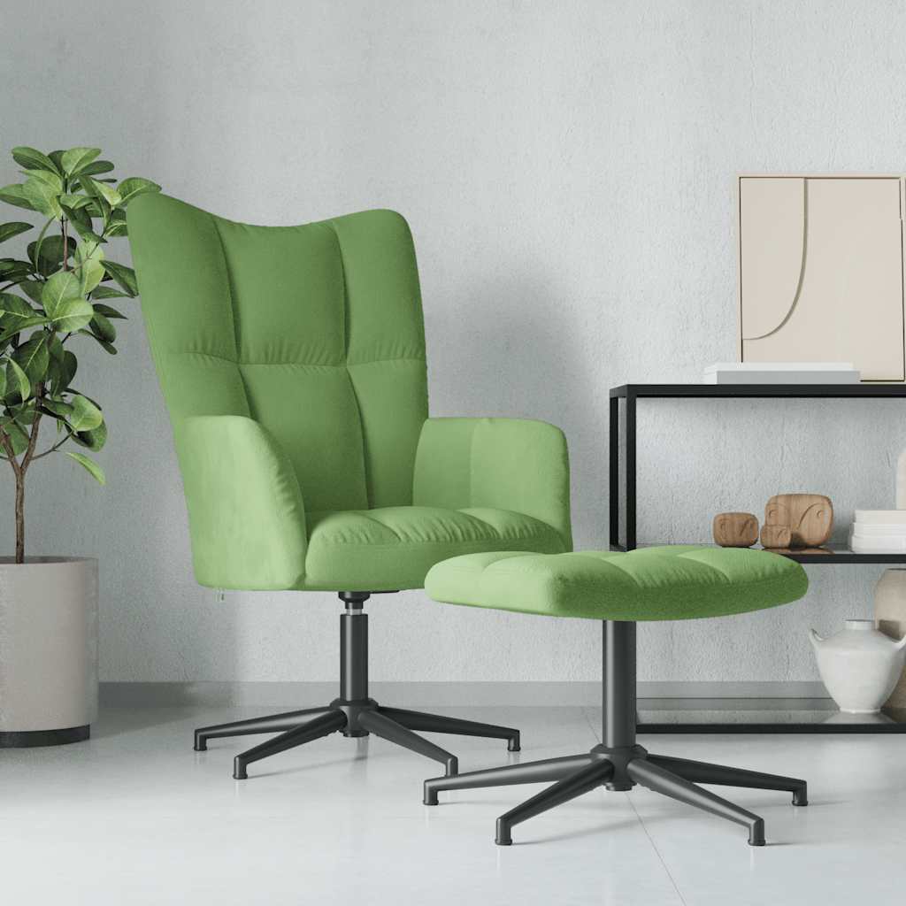 vidaXL Fauteuil relax avec repose-pieds Vert clair Velours