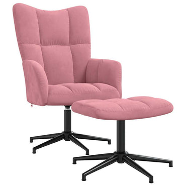 Fauteuil de relaxation avec tabouret velours rose vidaXL