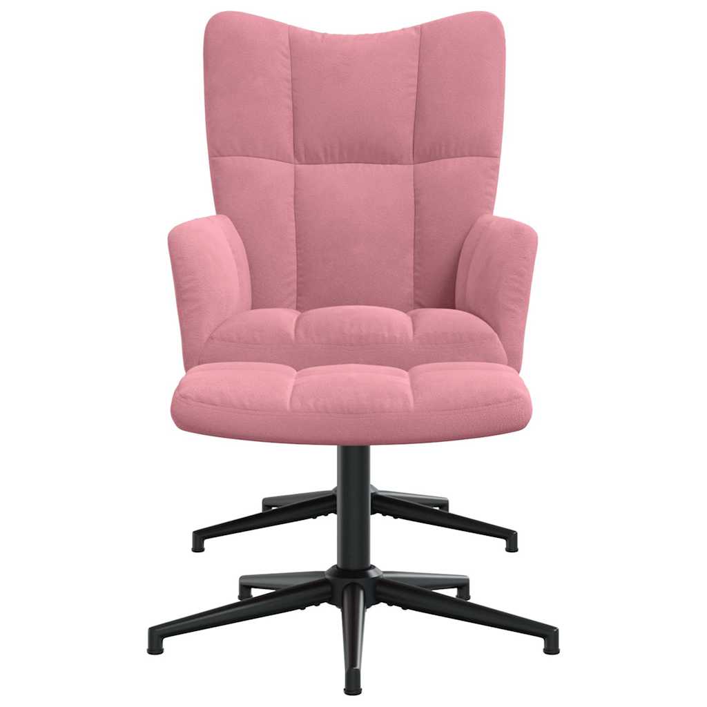 vidaXL Relaxsessel mit Hocker Rosa Samt