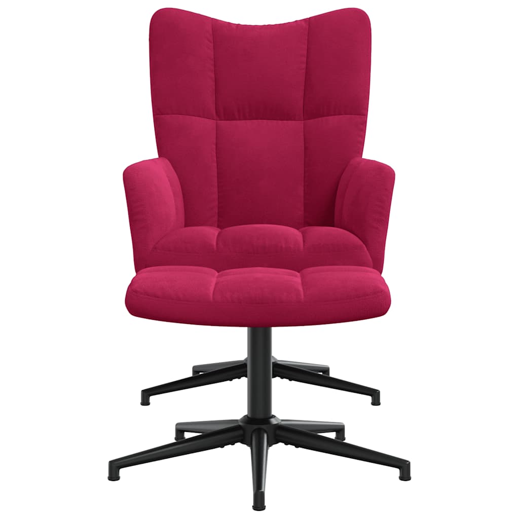vidaXL Fauteuil relax avec repose-pieds velours bordeaux
