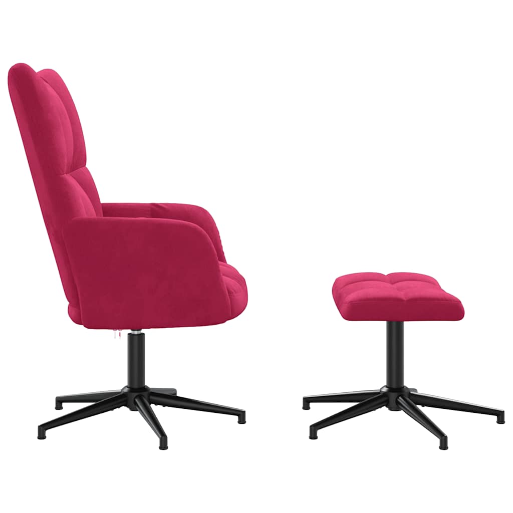 vidaXL Fauteuil relax avec repose-pieds velours bordeaux