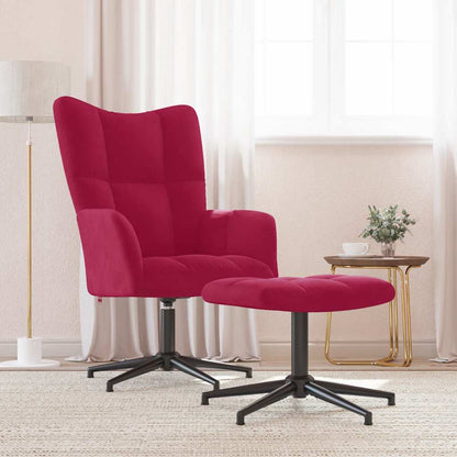 vidaXL Fauteuil relax avec repose-pieds velours bordeaux