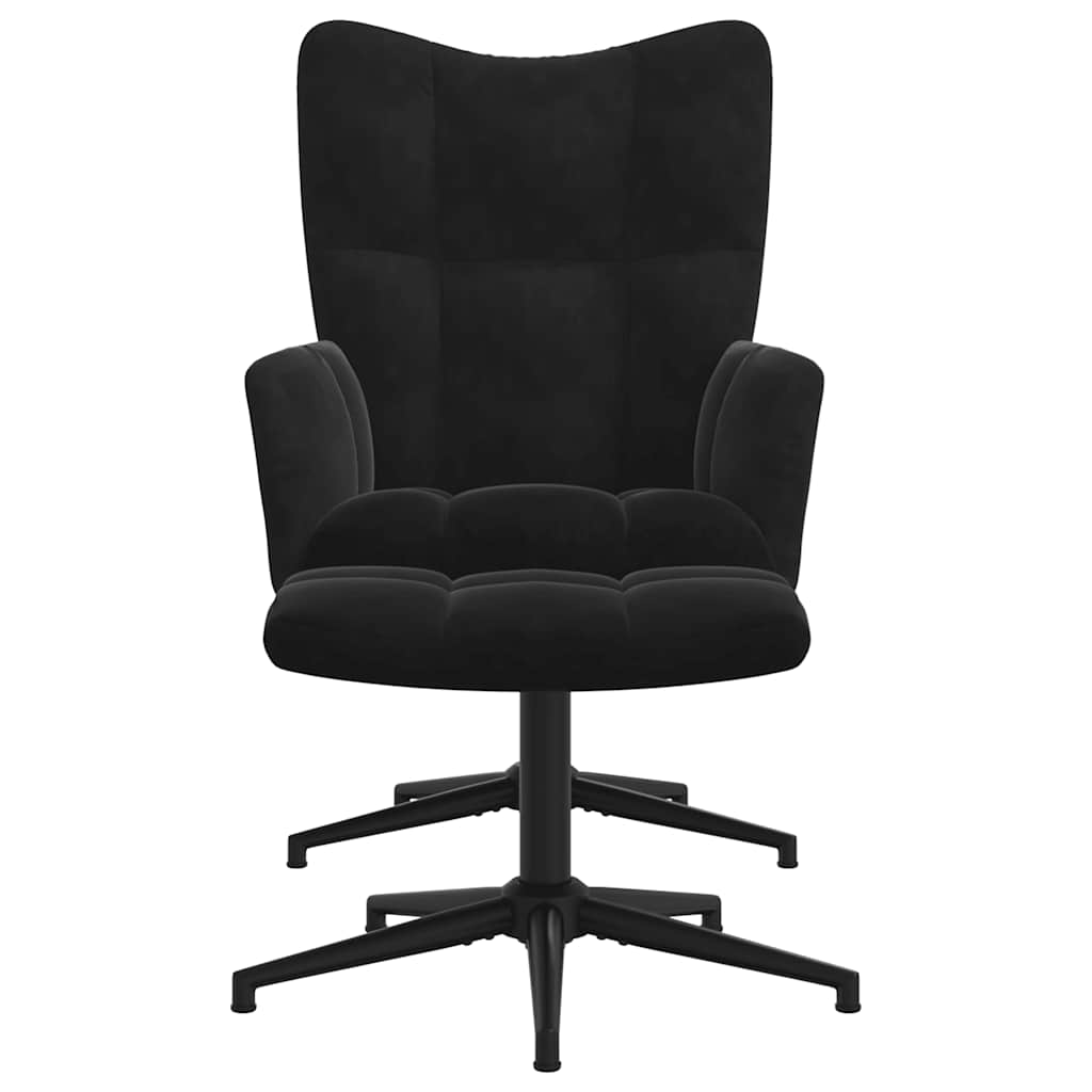 vidaXL Relaxsessel mit Hocker Schwarz Samt