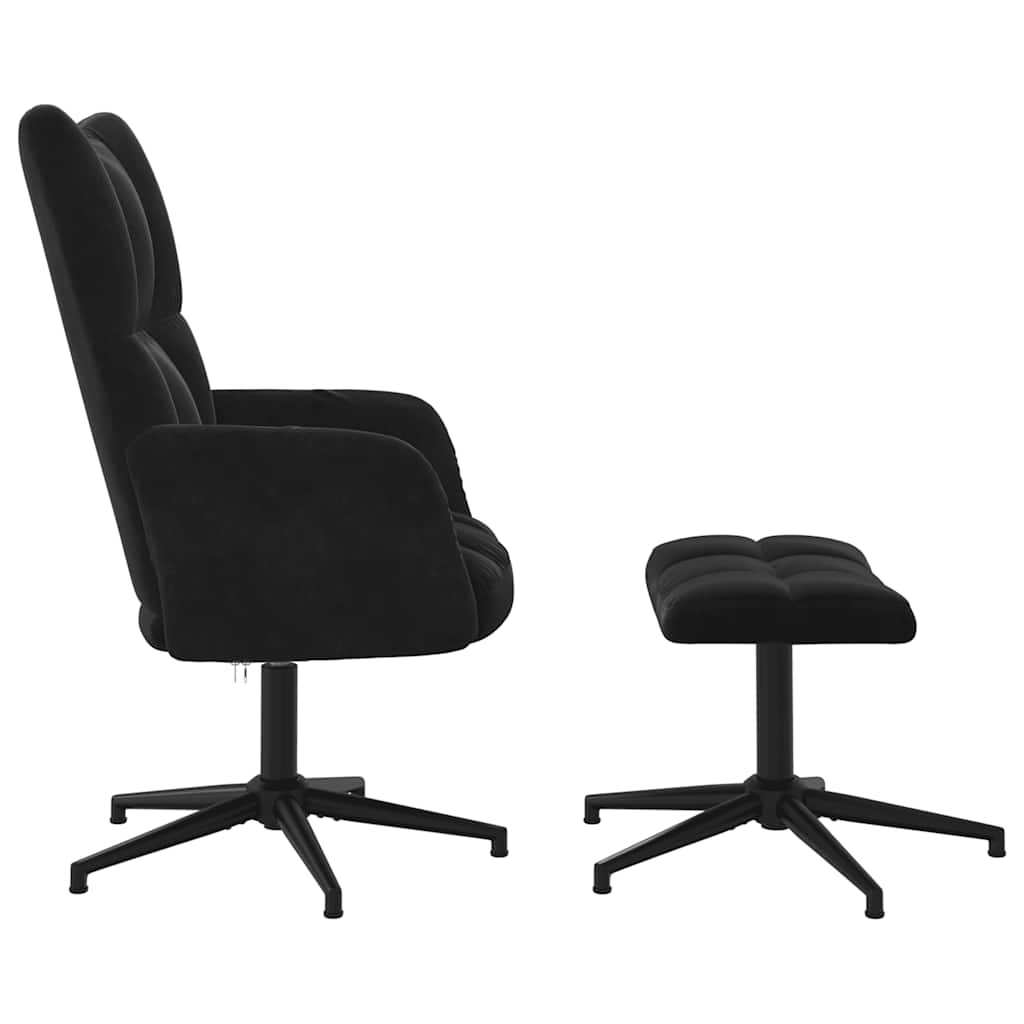 vidaXL Relaxsessel mit Hocker Schwarz Samt