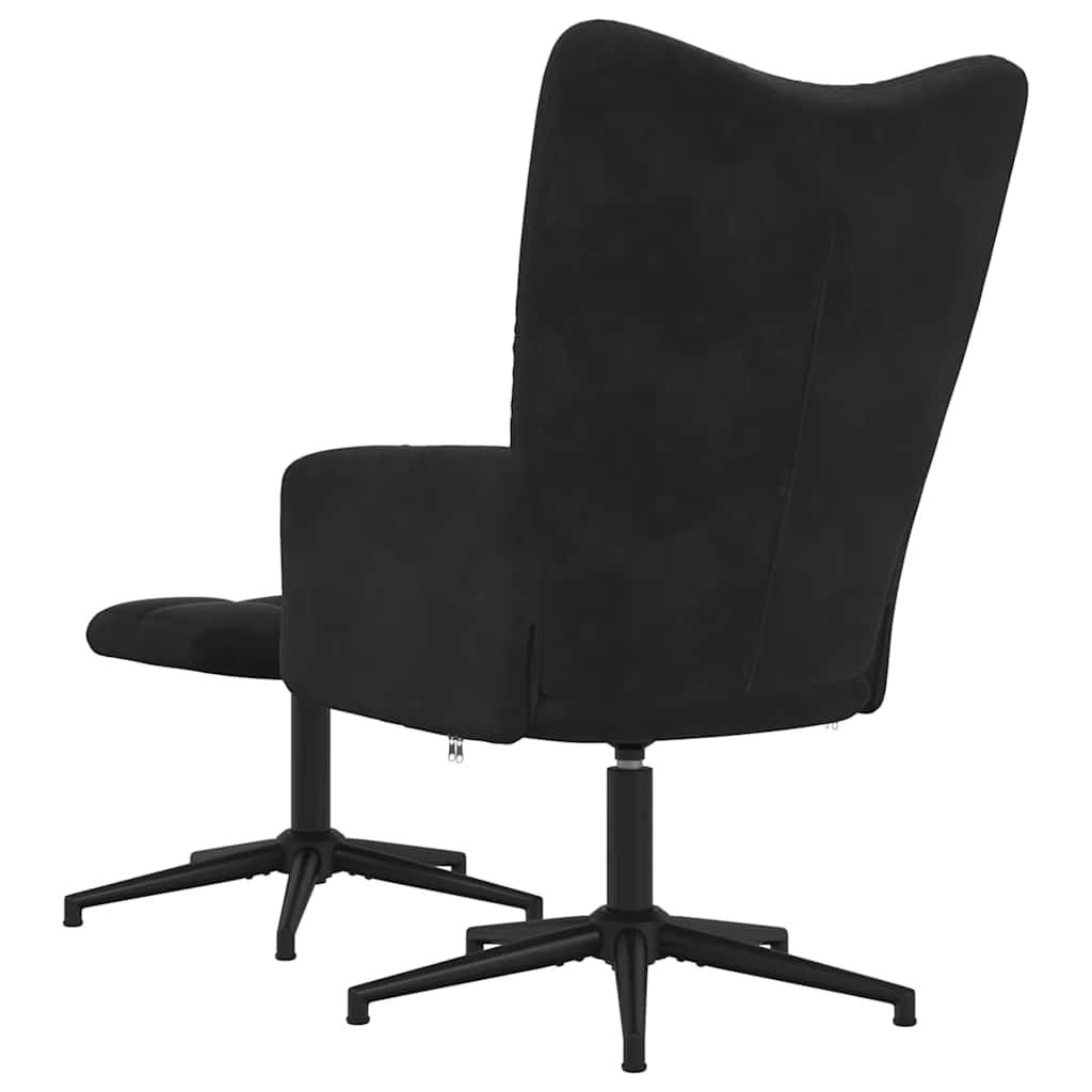 vidaXL Relaxsessel mit Hocker Schwarz Samt