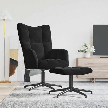 vidaXL Relaxsessel mit Hocker Schwarz Samt