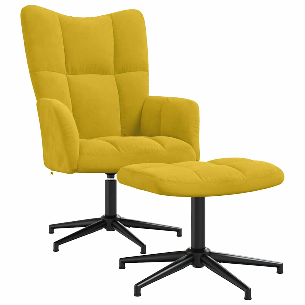 vidaXL Relaxsessel mit Hocker Senfgelb Samt