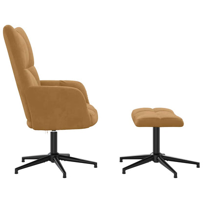 vidaXL Relaxsessel mit Hocker Braun Samt