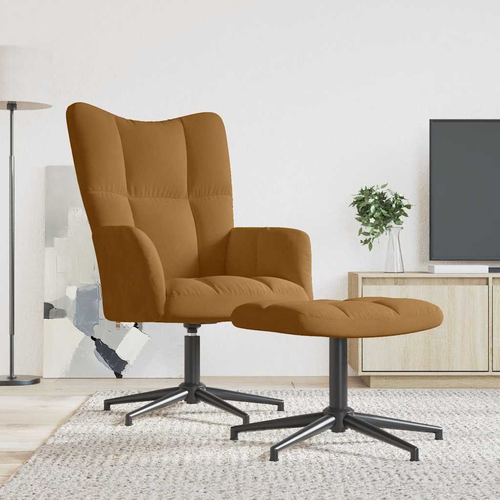 vidaXL Relaxsessel mit Hocker Braun Samt