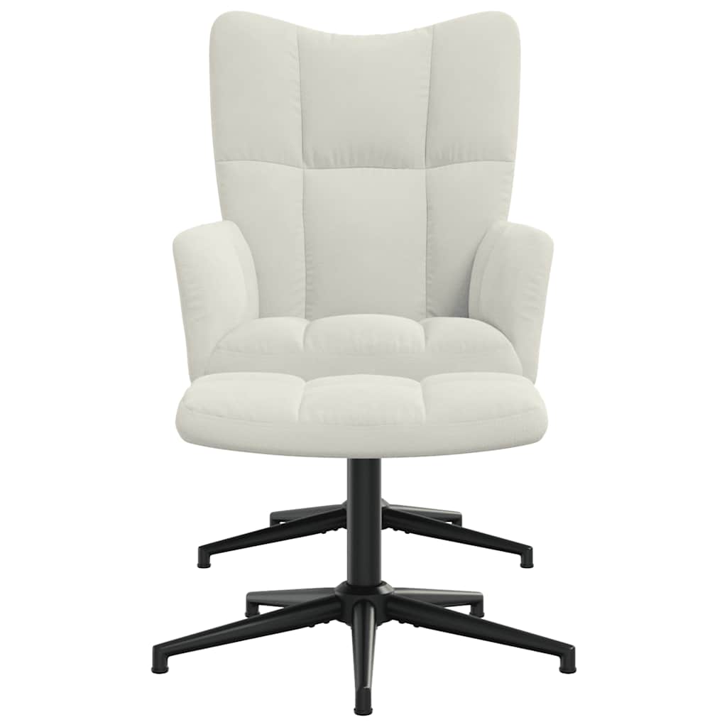 vidaXL Relaxsessel mit Hocker Cremeweiß Samt