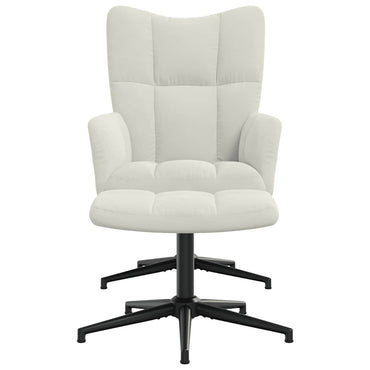 vidaXL Relaxsessel mit Hocker Cremeweiß Samt