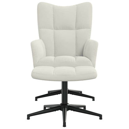 vidaXL Relaxsessel mit Hocker Cremeweiß Samt
