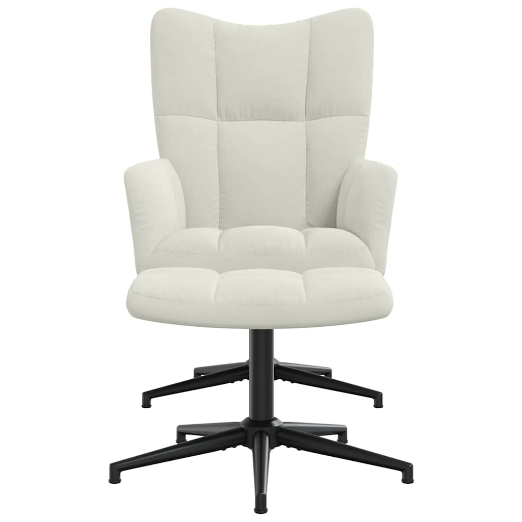 vidaXL Relaxsessel mit Hocker Cremeweiß Samt