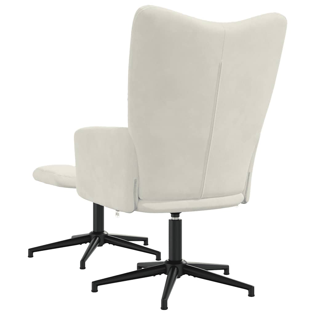 vidaXL Relaxsessel mit Hocker Cremeweiß Samt