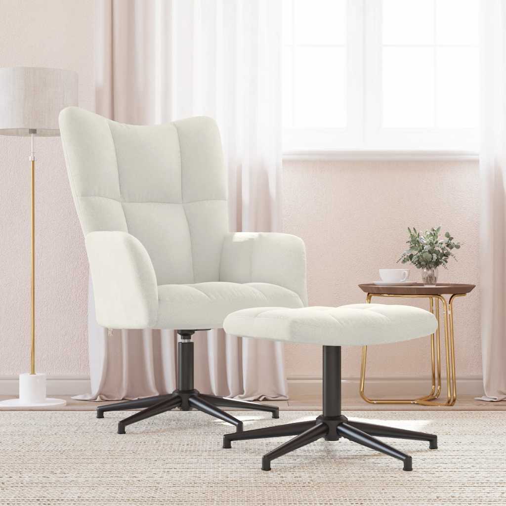 vidaXL Relaxsessel mit Hocker Cremeweiß Samt