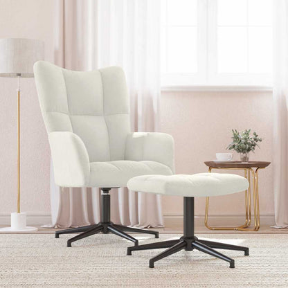vidaXL Relaxsessel mit Hocker Cremeweiß Samt