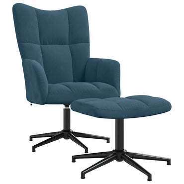 vidaXL Relaxsessel mit Hocker Blau Samt