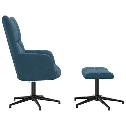 vidaXL Relaxsessel mit Hocker Blau Samt