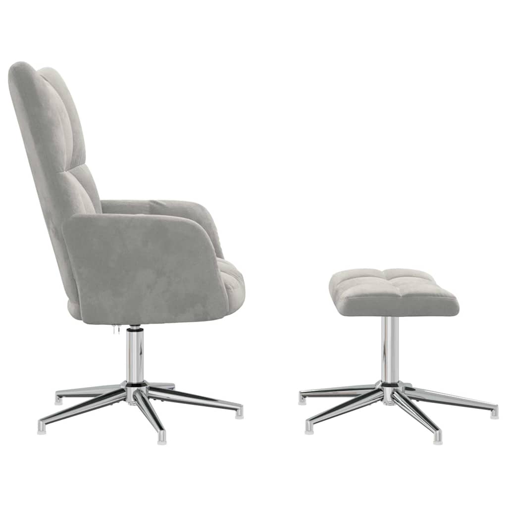 vidaXL Relaxsessel mit Hocker Hellgrau Samt