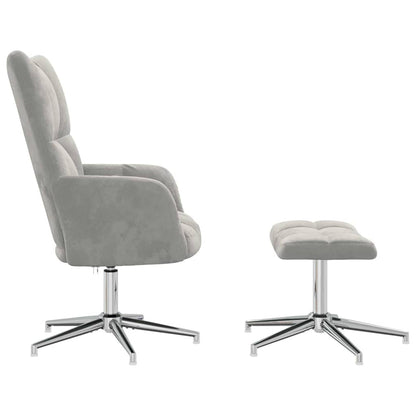 vidaXL Relaxsessel mit Hocker Hellgrau Samt