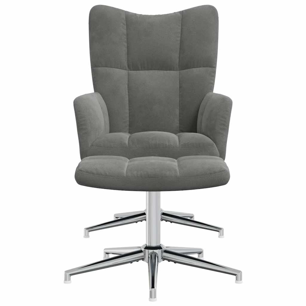 vidaXL Relaxsessel mit Hocker Dunkelgrau Samt