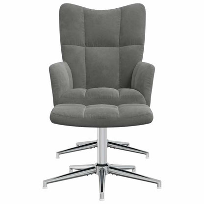 vidaXL Relaxsessel mit Hocker Dunkelgrau Samt