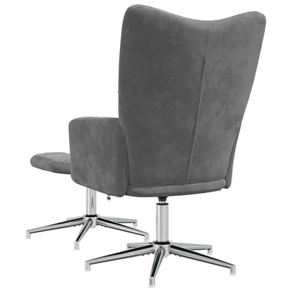vidaXL Relaxsessel mit Hocker Dunkelgrau Samt