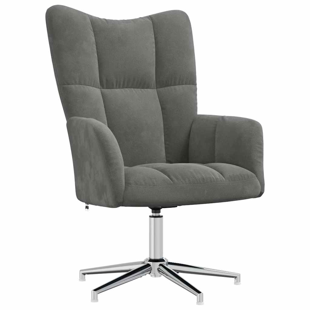vidaXL Relaxsessel mit Hocker Dunkelgrau Samt