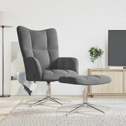 vidaXL Relaxsessel mit Hocker Dunkelgrau Samt