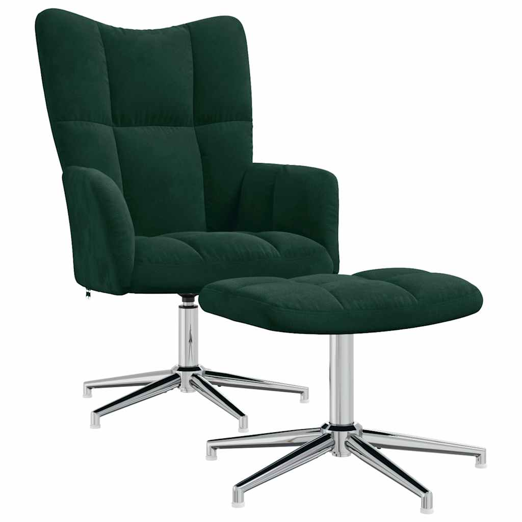 vidaXL Relaxsessel mit Hocker Dunkelgrün Samt