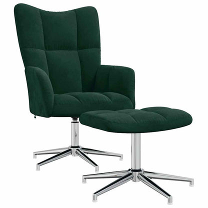 vidaXL Relaxsessel mit Hocker Dunkelgrün Samt