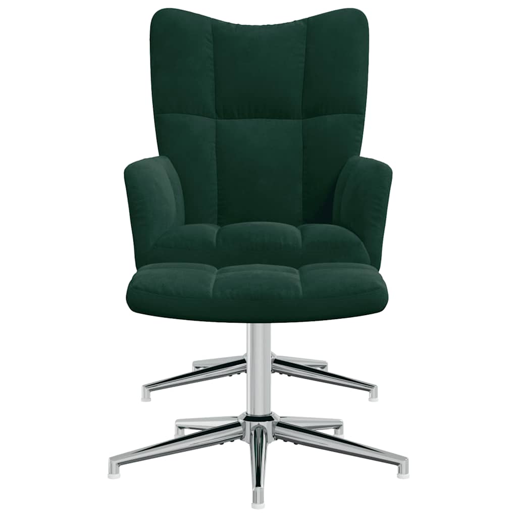 vidaXL Relaxsessel mit Hocker Dunkelgrün Samt