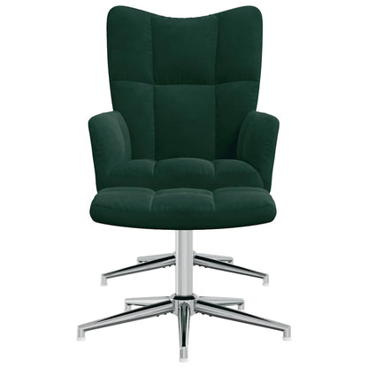vidaXL Relaxsessel mit Hocker Dunkelgrün Samt