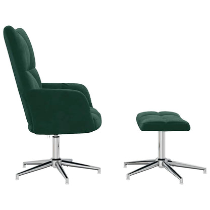 vidaXL Relaxsessel mit Hocker Dunkelgrün Samt