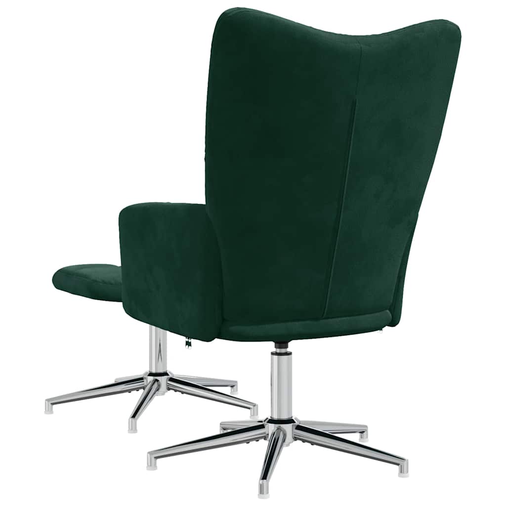 vidaXL Relaxsessel mit Hocker Dunkelgrün Samt