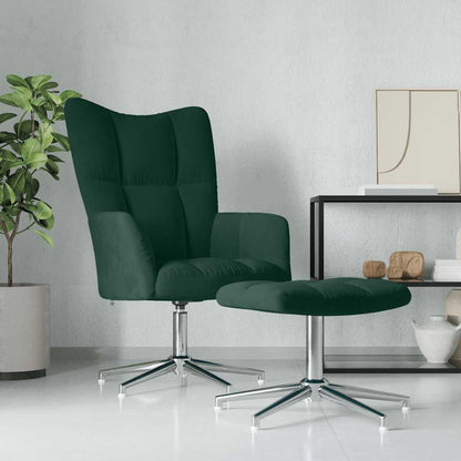 vidaXL Relaxsessel mit Hocker Dunkelgrün Samt