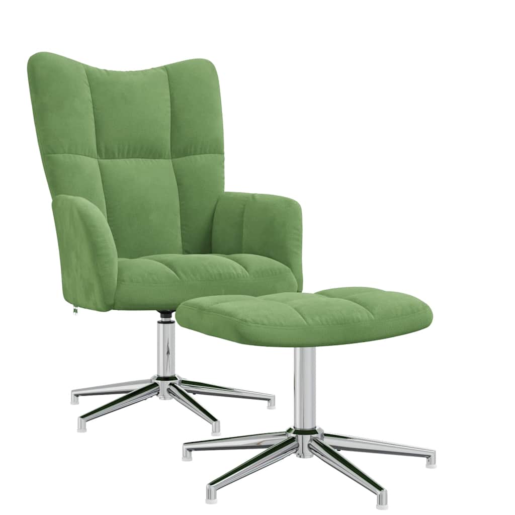 vidaXL Relaxsessel mit Hocker Hellgrün Samt