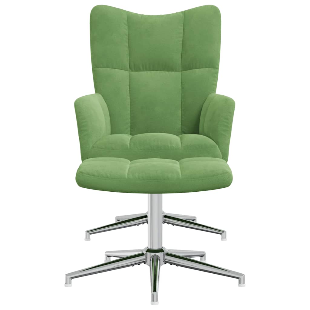 vidaXL Relaxsessel mit Hocker Hellgrün Samt